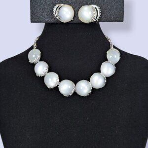 Vintage Coro Lucite Moonglow Cabochon Demi Parure